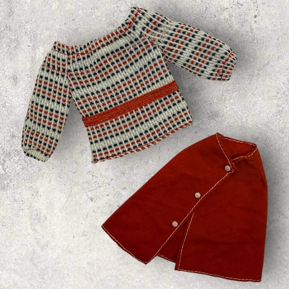 Vintage Barbie 1977 Best Buy Fashion Outfit #9628 Red Skirt & Long Sleeve Blouse - Picture 5 of 12